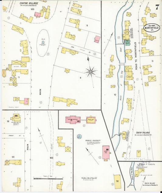 Sanborn Fire Insurance Map from Northfield, Washington County, Vermont (1903), Sheet #0007 - Historic Sanborn Fire Insurance Map Print, vintage old map wall art, antique decor, genealogy gift, Vermont Vermont map