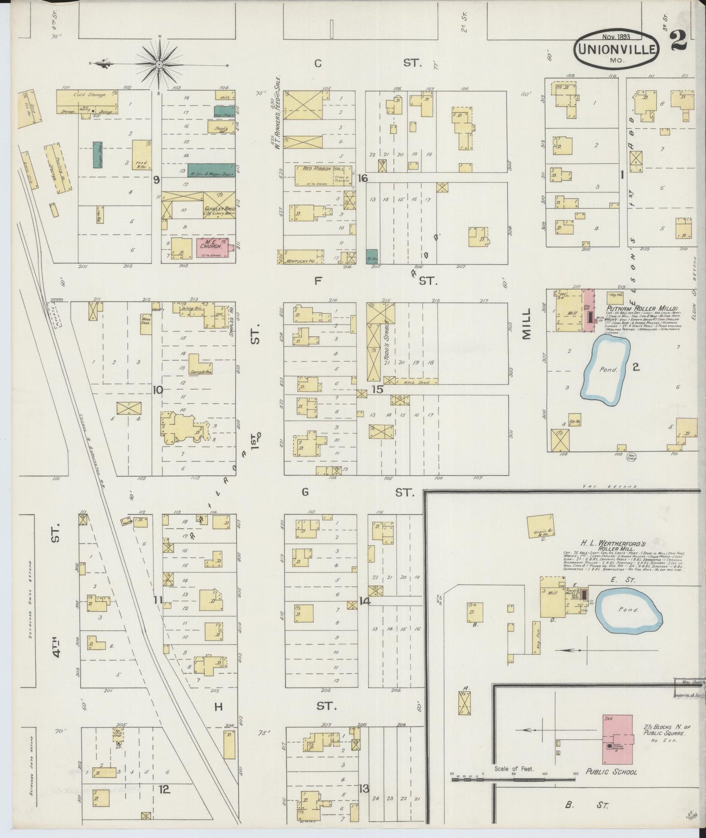 Sanborn Fire Insurance Map from Unionville, Putnam County, Missouri (1893), Sheet #0002 - Historic Sanborn Fire Insurance Map Print, vintage old map wall art, antique decor, genealogy gift, Missouri Missouri map