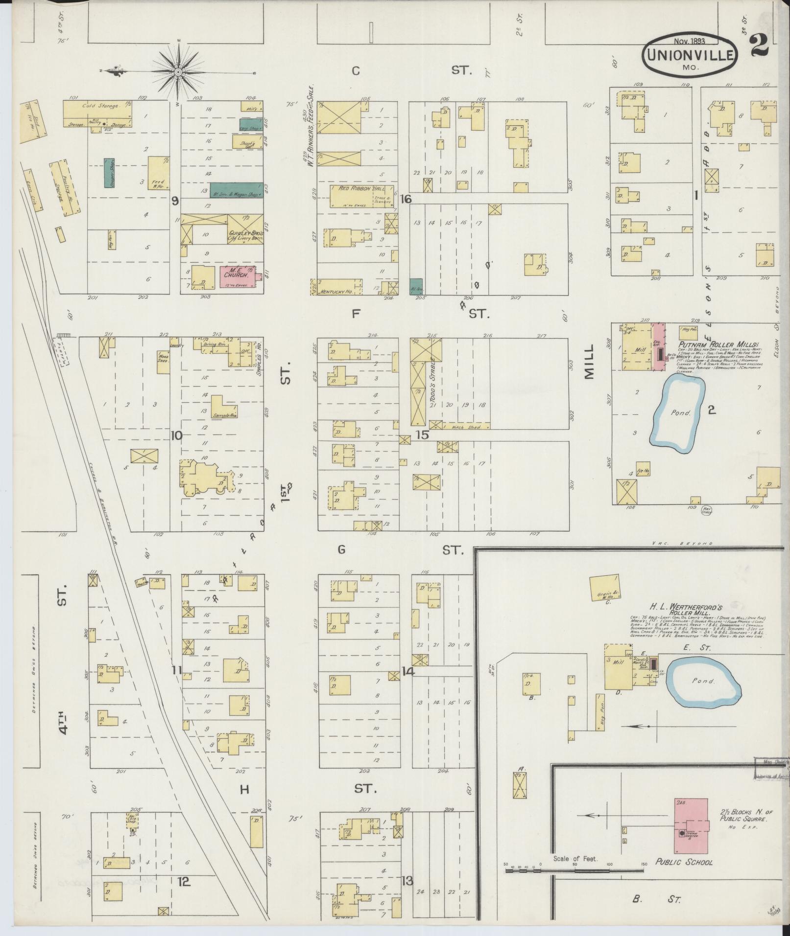 Sanborn Fire Insurance Map from Unionville, Putnam County, Missouri (1893), Sheet #0002 - Historic Sanborn Fire Insurance Map Print, vintage old map wall art, antique decor, genealogy gift, Missouri Missouri map