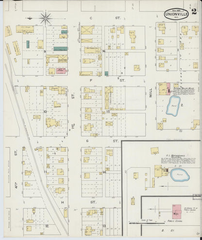 Sanborn Fire Insurance Map from Unionville, Putnam County, Missouri (1893), Sheet #0002 - Historic Sanborn Fire Insurance Map Print, vintage old map wall art, antique decor, genealogy gift, Missouri Missouri map