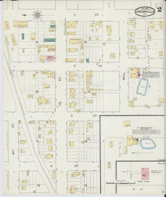 Sanborn Fire Insurance Map from Unionville, Putnam County, Missouri (1893), Sheet #0002 - Historic Sanborn Fire Insurance Map Print, vintage old map wall art, antique decor, genealogy gift, Missouri Missouri map
