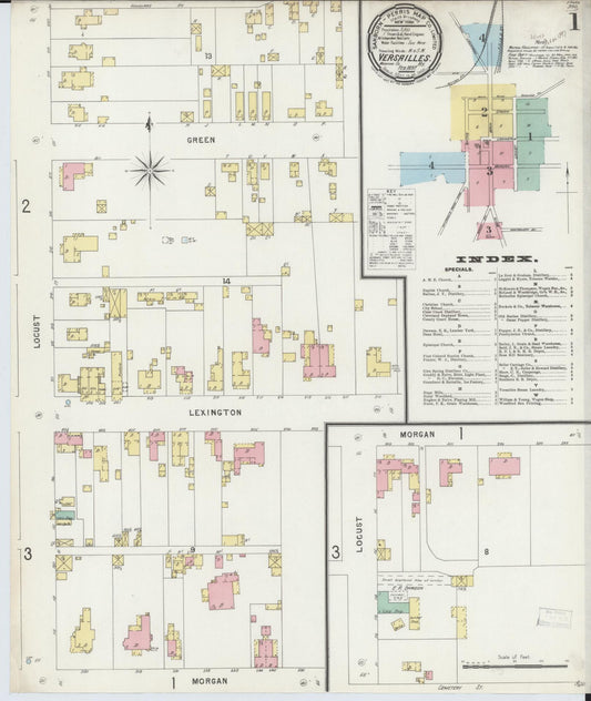 Sanborn Fire Insurance Map from Versailles, Woodford County, Kentucky (1897), Sheet #0001 - Historic Sanborn Fire Insurance Map Print, vintage old map wall art, antique decor, genealogy gift, Kentucky Kentucky map