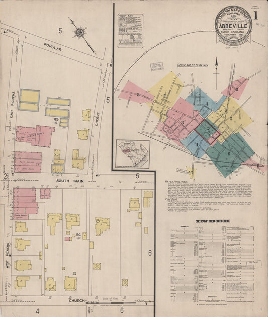 Sanborn Fire Insurance Map from Abbeville, Abbeville County, South Carolina. (1922) – Historic Sanborn Fire Insurance Map Print