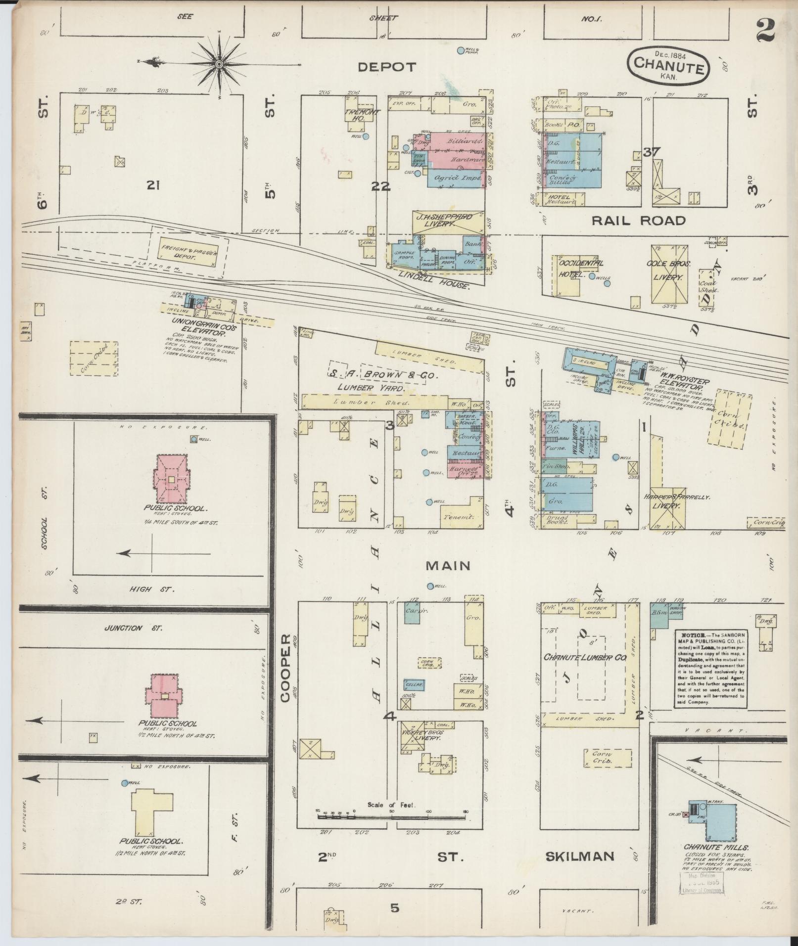 Sanborn Fire Insurance Map from Chanute, Neosho County, Kansas (1884), Sheet #0002 - Historic Sanborn Fire Insurance Map Print, vintage old map wall art, antique decor, genealogy gift, Kansas Kansas map