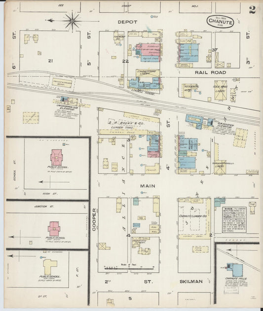 Sanborn Fire Insurance Map from Chanute, Neosho County, Kansas (1884), Sheet #0002 - Historic Sanborn Fire Insurance Map Print, vintage old map wall art, antique decor, genealogy gift, Kansas Kansas map