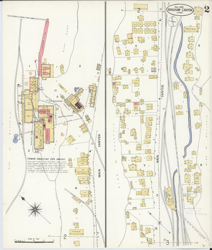 Sanborn Fire Insurance Map from Bingham Canyon, Salt Lake County, Utah (1907), Sheet #0002 - Complete Map Set gallery image, historic Sanborn map, vintage wall art, Utah Utah