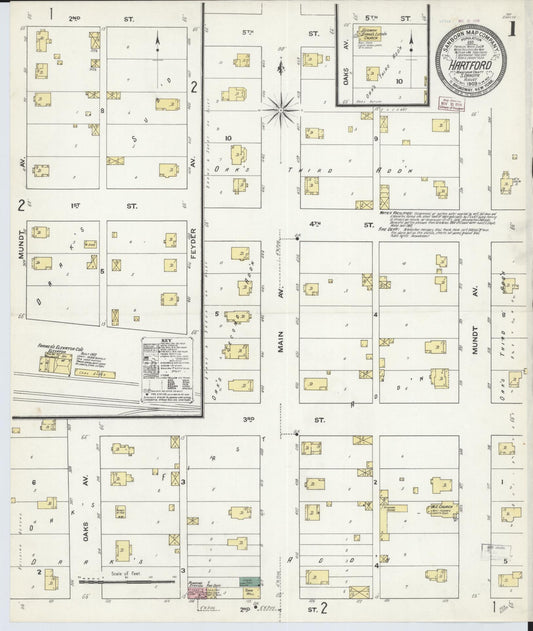 Sanborn Fire Insurance Map from Hartford, Minnehaha County, South Dakota (1909), Sheet #0001 - Complete Map Set gallery image, historic Sanborn map, vintage wall art, South Dakota South Dakota
