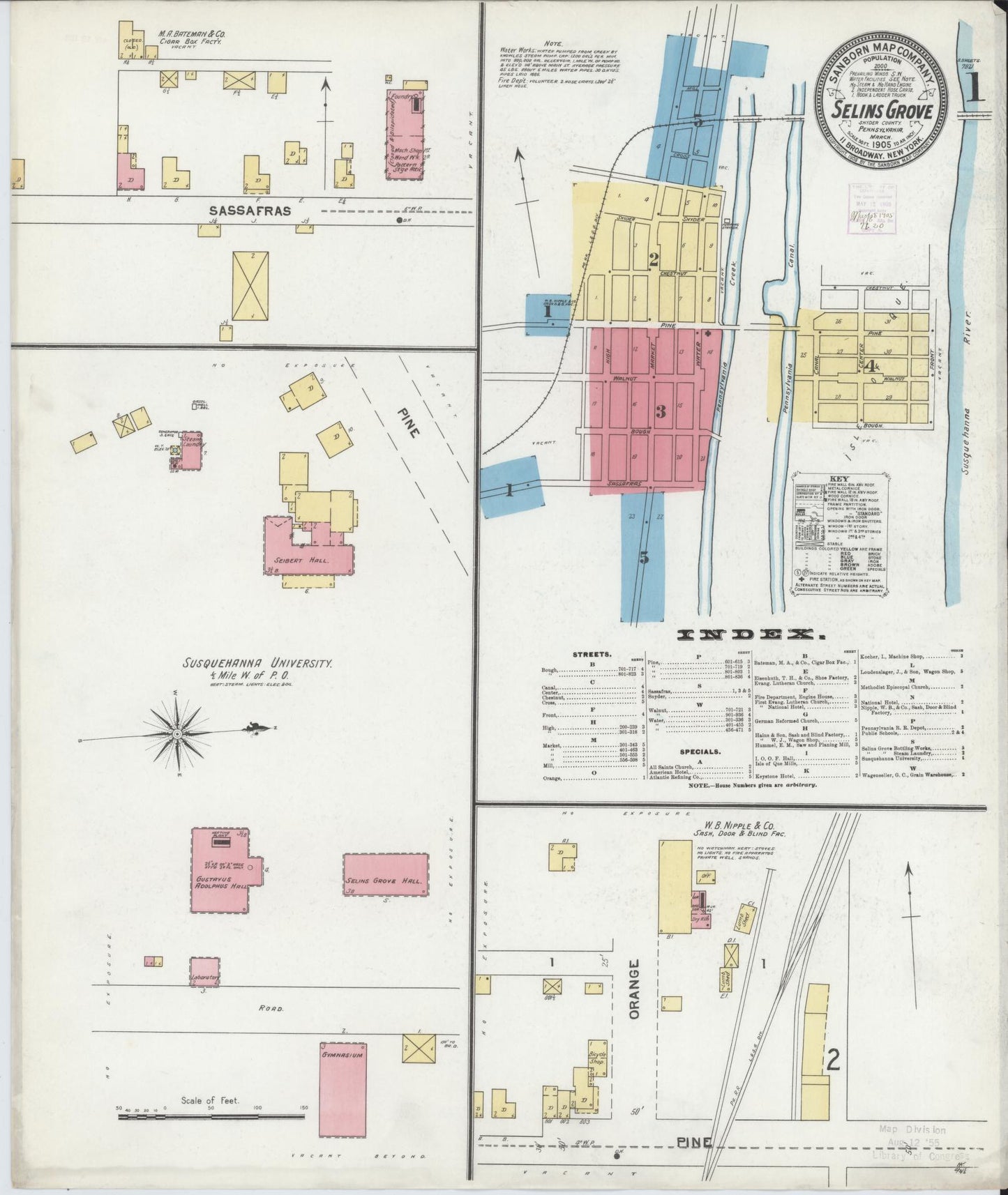 Sanborn Fire Insurance Map from Selins Grove, Snyder County, Pennsylvania (1905), Sheet #0001 - Complete Map Set gallery image, historic Sanborn map, vintage wall art, Pennsylvania Pennsylvania