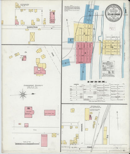 Sanborn Fire Insurance Map from Selins Grove, Snyder County, Pennsylvania (1905), Sheet #0001 - Complete Map Set gallery image, historic Sanborn map, vintage wall art, Pennsylvania Pennsylvania