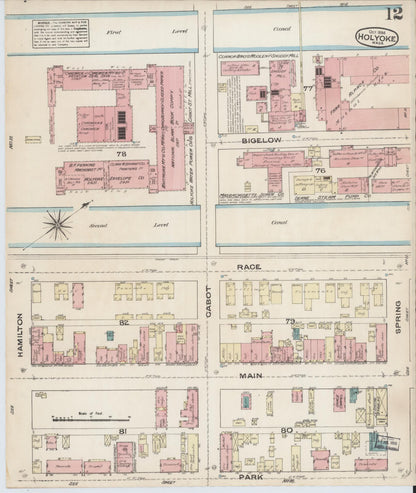 Sanborn Fire Insurance Map from Holyoke, Hampden County, Massachusetts (1884), Sheet #0012 - Complete Map Set gallery image, historic Sanborn map, vintage wall art, Massachusetts Massachusetts