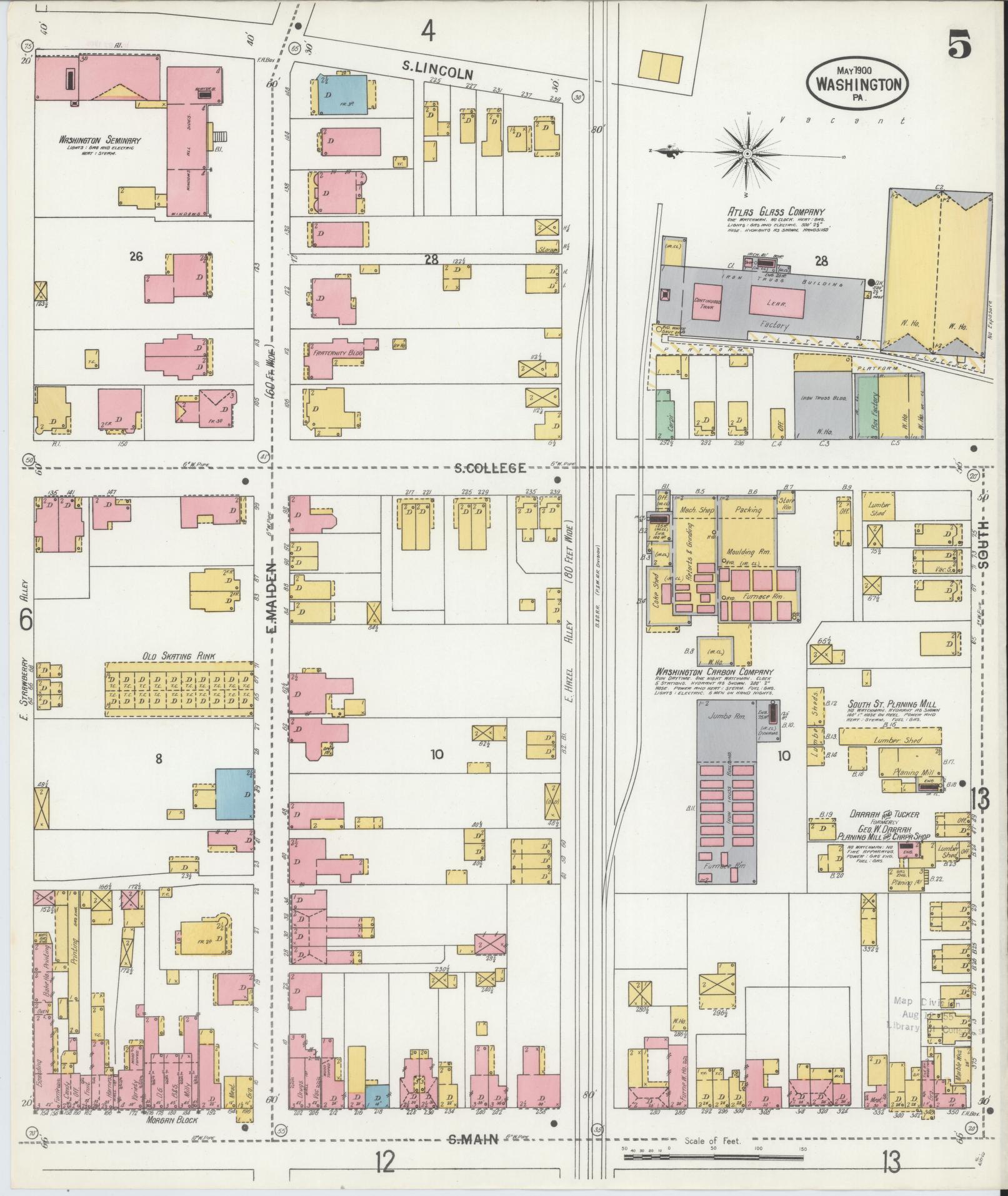 Sanborn Fire Insurance Map from Washington, Washington County, Pennsylvania (1900), Sheet #0005 - Historic Sanborn Fire Insurance Map Print, vintage old map wall art, antique decor, genealogy gift, Sanborn Fire Insurance Map from Washington Washington map