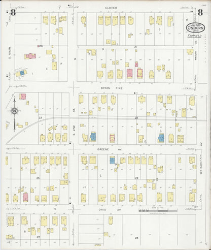 Sanborn Fire Insurance Map from Osborn, Greene County, Ohio (1929), Sheet #0008 - Complete Map Set gallery image, historic Sanborn map, vintage wall art, Ohio Ohio