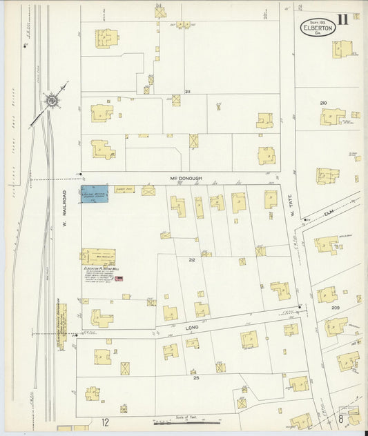Sanborn Fire Insurance Map from Elberton, Elbert County, Georgia (1913), Sheet #0011 - Historic Sanborn Fire Insurance Map Print, vintage old map wall art, antique decor, genealogy gift, Georgia Georgia map