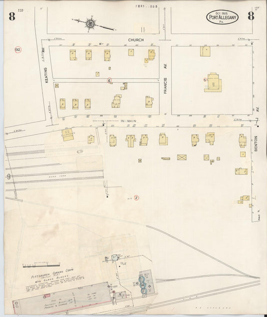 Sanborn Fire Insurance Map from Port Allegany, McKean County, Pennsylvania (1940), Sheet #0008 - Historic Sanborn Fire Insurance Map Print, vintage old map wall art, antique decor, genealogy gift, Pennsylvania Pennsylvania map