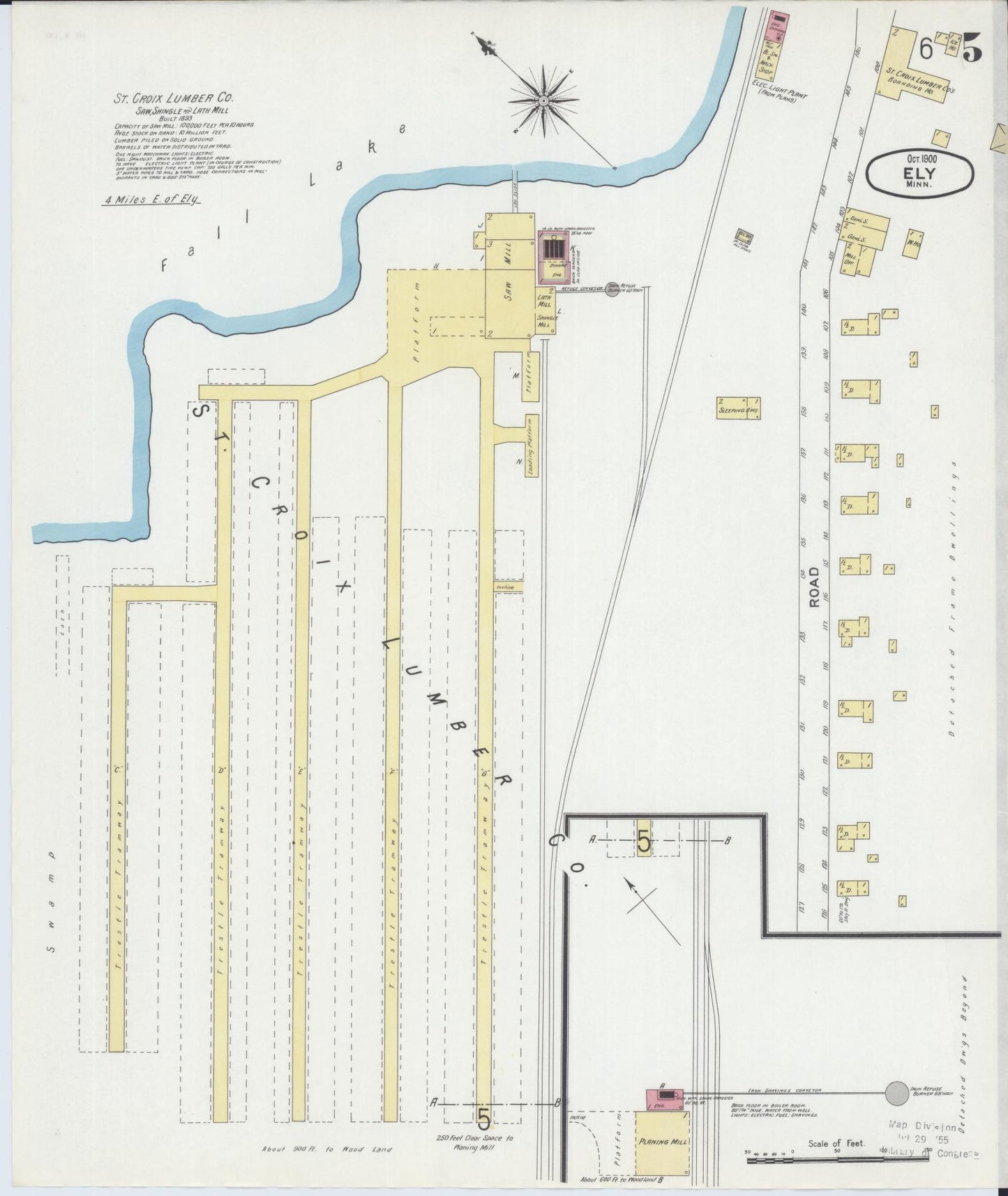 Sanborn Fire Insurance Map from Ely, Saint Louis County, Minnesota (1900), Sheet #0005 - Complete Map Set gallery image, historic Sanborn map, vintage wall art, Minnesota Minnesota