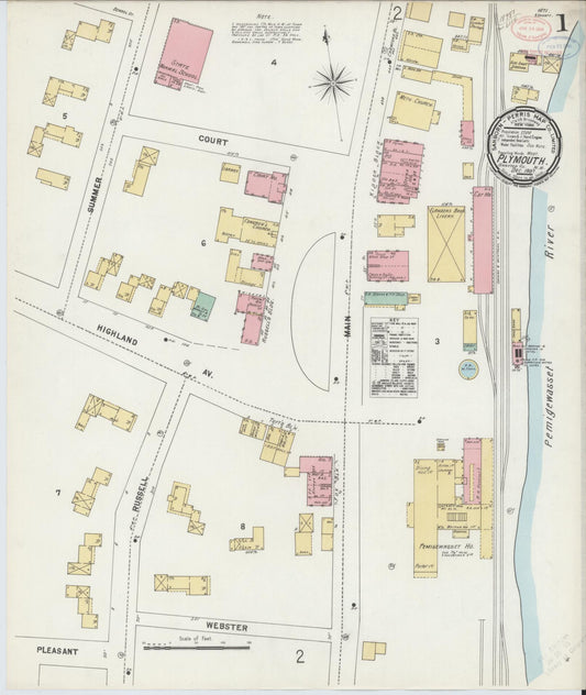 Sanborn Fire Insurance Map from Plymouth, Grafton County, New Hampshire (1897), Sheet #0001 - Historic Sanborn Fire Insurance Map Print, vintage old map wall art, antique decor, genealogy gift, New Hampshire New Hampshire map