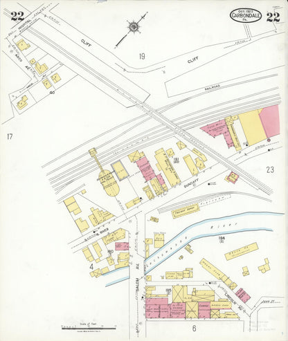 Sanborn Fire Insurance Map from Carbondale, Lackawanna County, Pennsylvania (1923), Sheet #0022 - Historic Sanborn Fire Insurance Map Print, vintage old map wall art, antique decor, genealogy gift, Pennsylvania Pennsylvania map