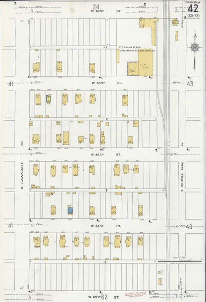 Sanborn Fire Insurance Map from Chicago, Cook County, Illinois (1920), Sheet #0042 - Historic Sanborn Fire Insurance Map Print, vintage old map wall art, antique decor, genealogy gift, Illinois Illinois map