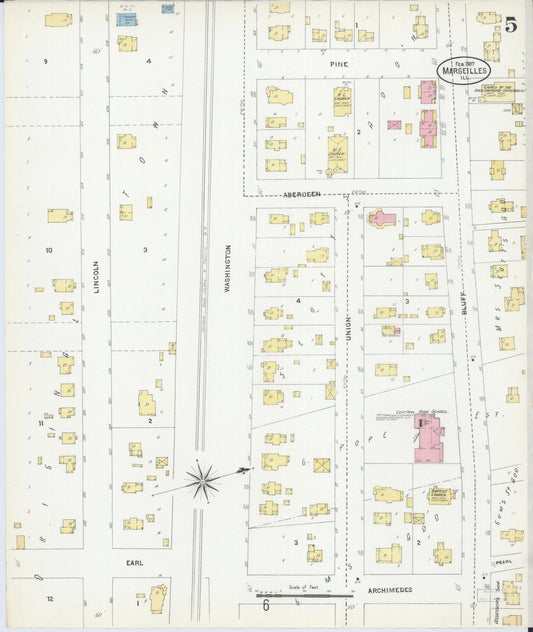 Sanborn Fire Insurance Map from Marseilles, La Salle County, Illinois (1907), Sheet #0005 - Historic Sanborn Fire Insurance Map Print, vintage old map wall art, antique decor, genealogy gift, Illinois Illinois map