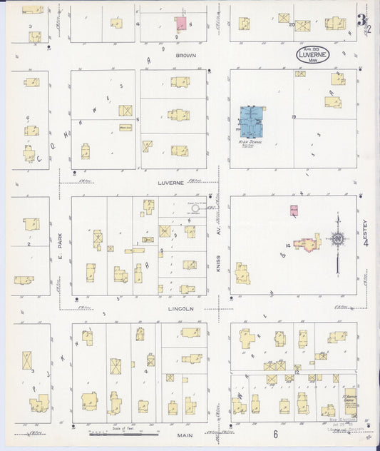 Sanborn Fire Insurance Map from Luverne, Rock County, Minnesota (1913), Sheet #0003 - Historic Sanborn Fire Insurance Map Print, vintage old map wall art, antique decor, genealogy gift, Minnesota Minnesota map
