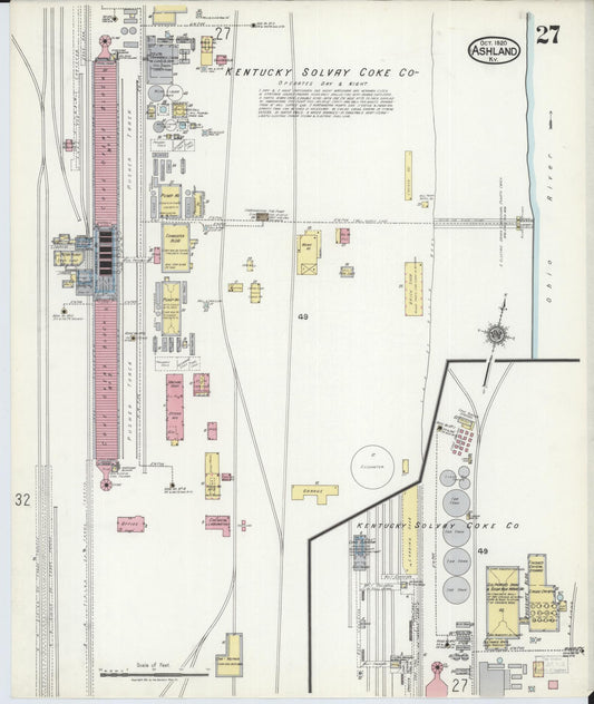 Sanborn Fire Insurance Map from Ashland, Boyd County, Kentucky (1920), Sheet #0027 - Historic Sanborn Fire Insurance Map Print, vintage old map wall art, antique decor, genealogy gift, Kentucky Kentucky map