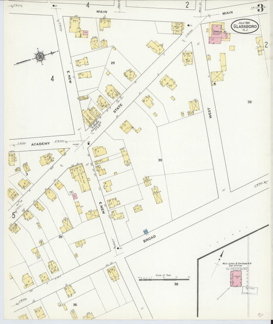 Sanborn Fire Insurance Map from Glassboro, Gloucester County, New Jersey (1910), Sheet #0003 - Historic Sanborn Fire Insurance Map Print, vintage old map wall art, antique decor, genealogy gift, New Jersey New Jersey map