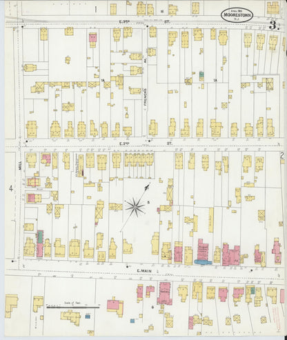 Sanborn Fire Insurance Map from Moorestown, Burlington County, New Jersey (1905), Sheet #0003 - Complete Map Set gallery image, historic Sanborn map, vintage wall art, New Jersey New Jersey