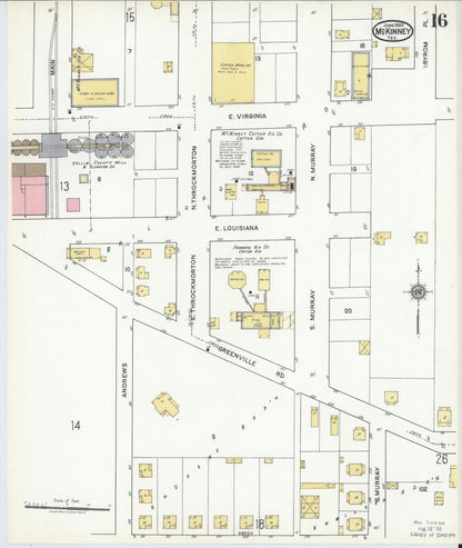 Sanborn Fire Insurance Map from McKinney, Collin County, Texas (1920), Sheet #0016 - Complete Map Set gallery image, historic Sanborn map, vintage wall art, Texas Texas