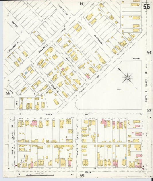 Sanborn Fire Insurance Map from Hamilton, Butler County, Ohio (1899), Sheet #0056 - Historic Sanborn Fire Insurance Map Print, vintage old map wall art, antique decor, genealogy gift, Ohio Ohio map