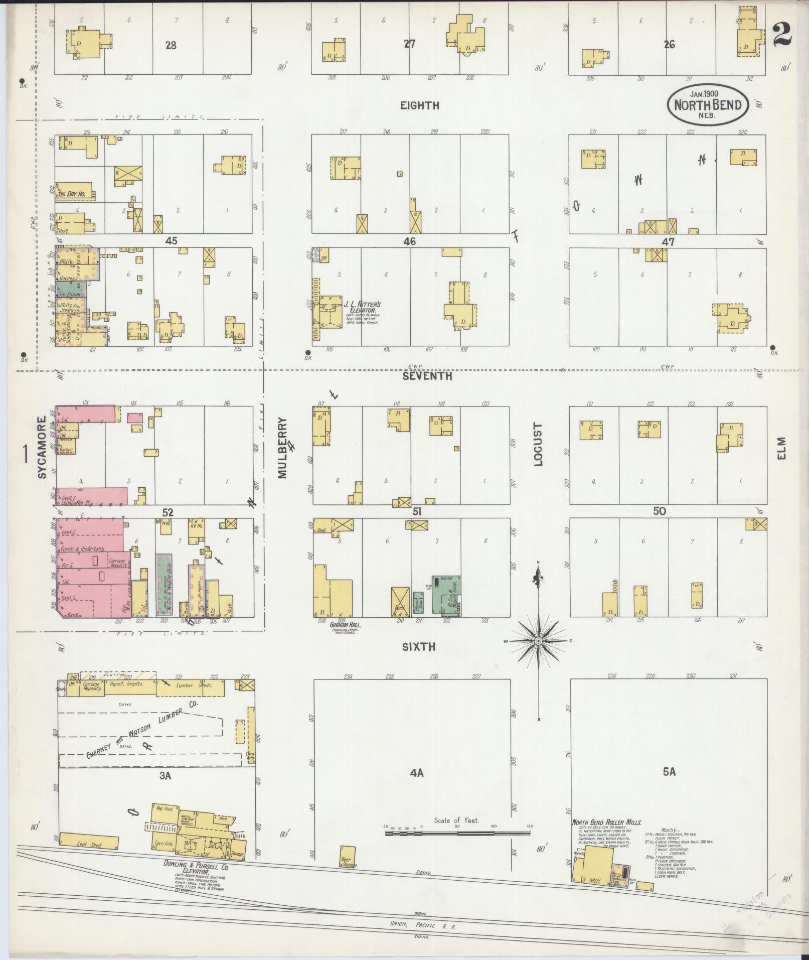 Sanborn Fire Insurance Map from North Bend, Dodge County, Nebraska (1900), Sheet #0002 - Historic Sanborn Fire Insurance Map Print, vintage old map wall art, antique decor, genealogy gift, Nebraska Nebraska map
