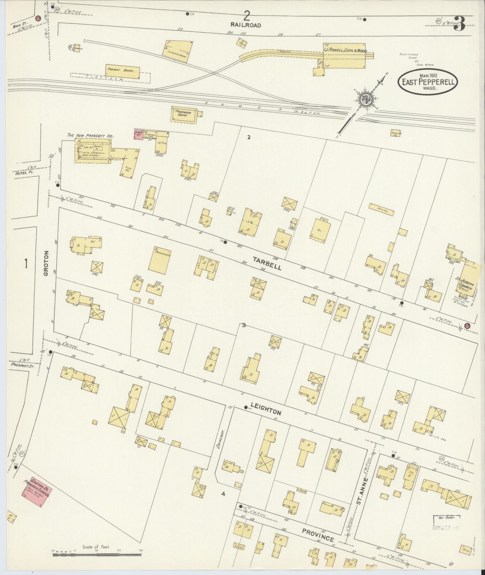 Sanborn Fire Insurance Map from East Pepperell, Middlesex County, Massachusetts (1912), Sheet #0003 - Complete Map Set gallery image, historic Sanborn map, vintage wall art, Massachusetts Massachusetts