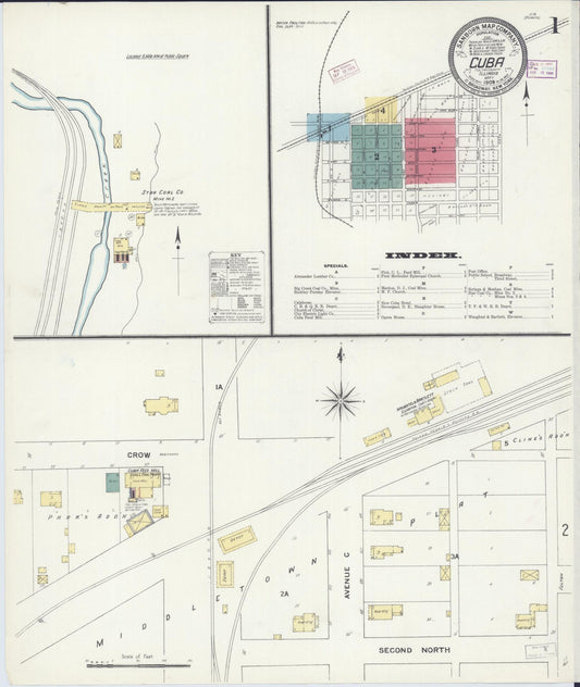Sanborn Fire Insurance Map from Cuba, Fulton County, Illinois (1909), Sheet #0001 - Historic Sanborn Fire Insurance Map Print, vintage old map wall art, antique decor, genealogy gift, Illinois Illinois map