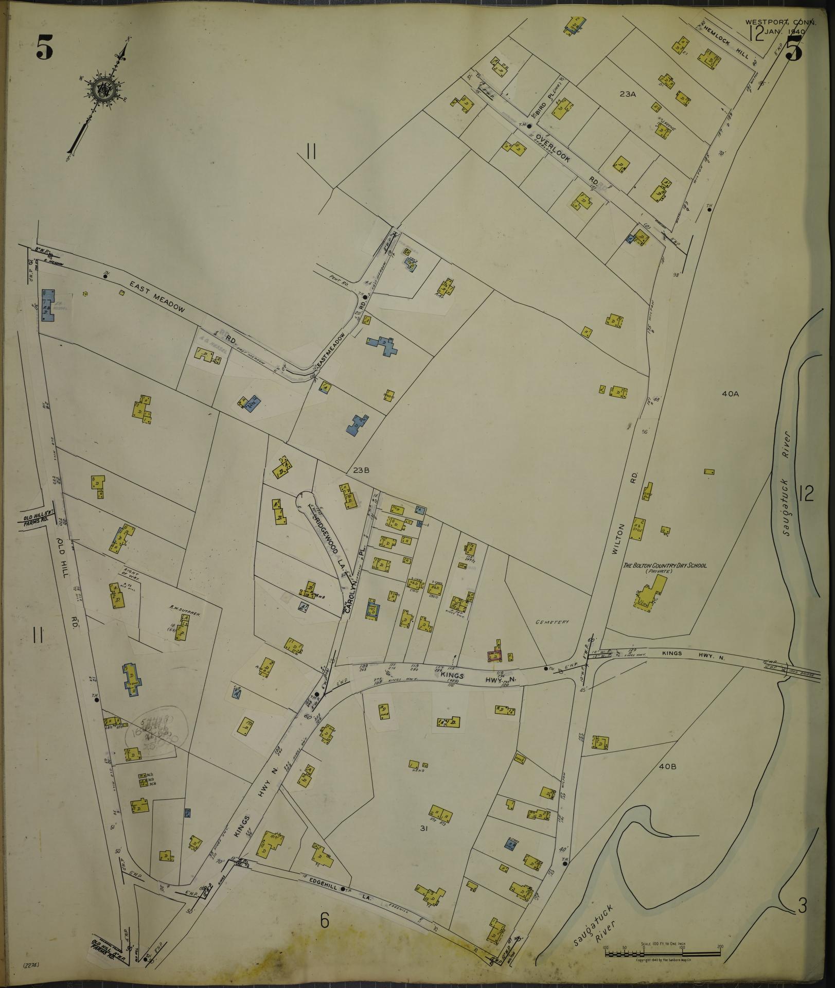 Sanborn Fire Insurance Map from Westport, Fairfield County, Connecticut (1962), Sheet #0005 - Complete Map Set gallery image, historic Sanborn map, vintage wall art, Connecticut Connecticut