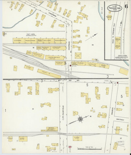 Sanborn Fire Insurance Map from Presque Isle, Aroostook County, Maine (1911), Sheet #0006 - Historic Sanborn Fire Insurance Map Print, vintage old map wall art, antique decor, genealogy gift, Maine Maine map