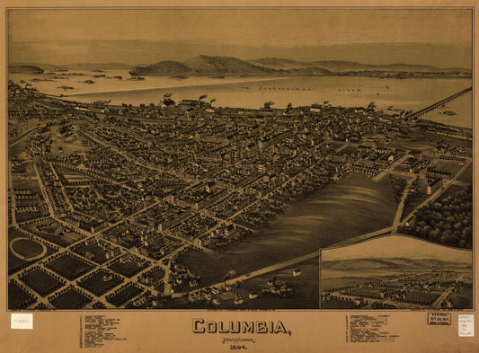 Columbia, Pennsylvania 1894 (1894) – Historic Bird’s-Eye View Panorama Print