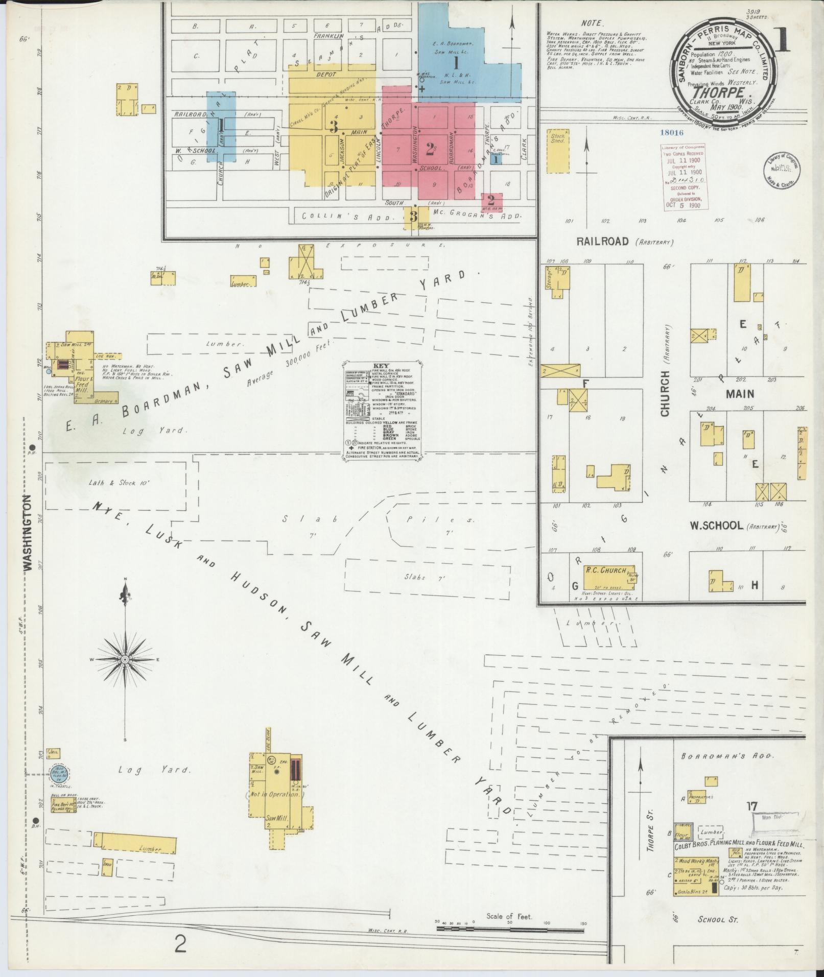 Sanborn Fire Insurance Map from Thorpe, Clark County, Wisconsin (1900), Sheet #0001 - Historic Sanborn Fire Insurance Map Print, vintage old map wall art, antique decor, genealogy gift, Wisconsin Wisconsin map