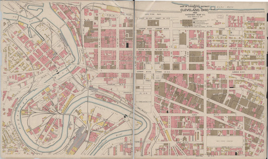 Sanborn Fire Insurance Map from Cleveland, Cuyahoga County, Ohio (1925), Sheet #0001 - Historic Sanborn Fire Insurance Map Print, vintage old map wall art, antique decor, genealogy gift, Ohio Ohio map
