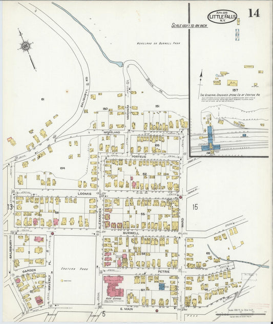 Sanborn Fire Insurance Map from Little Falls, Herkimer County, New York (1918), Sheet #0014 - Historic Sanborn Fire Insurance Map Print, vintage old map wall art, antique decor, genealogy gift, New York New York map
