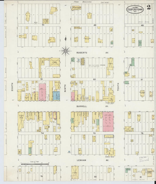 Sanborn Fire Insurance Map from Cooperstown, Griggs County, North Dakota (1898), Sheet #0002 - Historic Sanborn Fire Insurance Map Print, vintage old map wall art, antique decor, genealogy gift, North Dakota North Dakota map