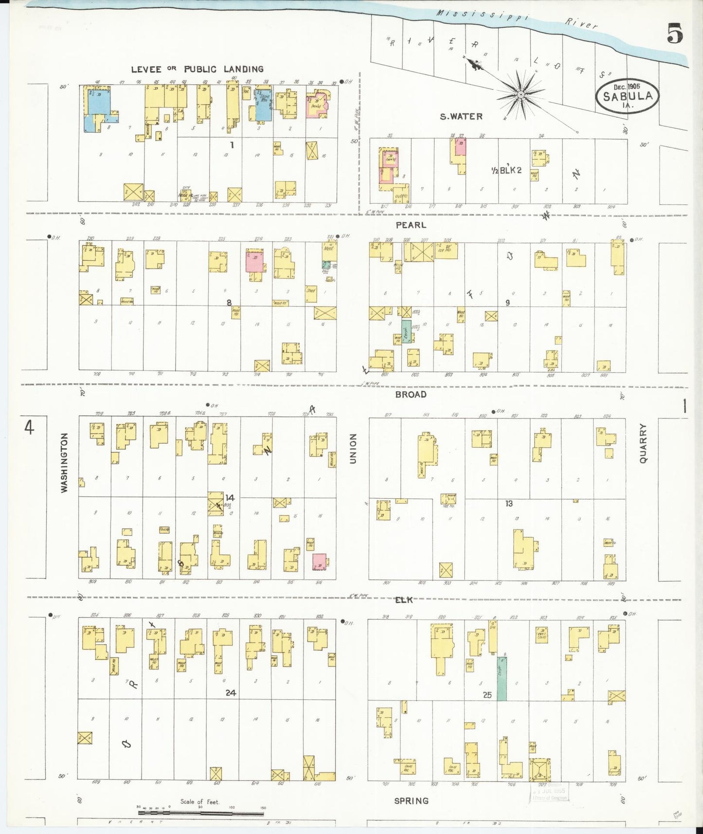 Sanborn Fire Insurance Map from Sabula, Jackson County, Iowa (1905), Sheet #0005 - Historic Sanborn Fire Insurance Map Print