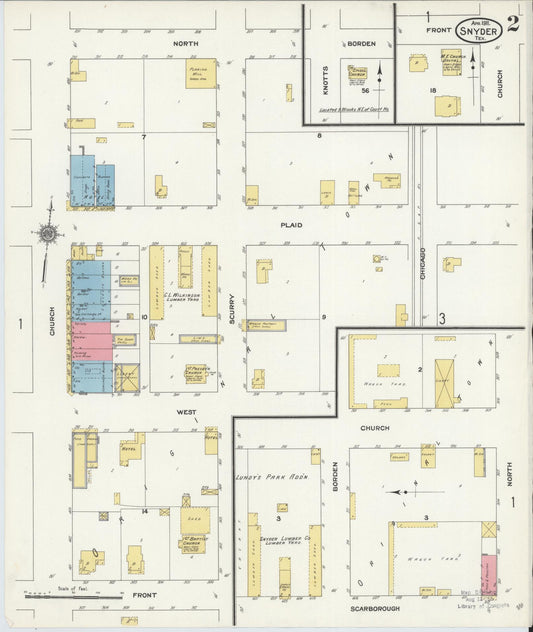 Sanborn Fire Insurance Map from Snyder, Scurry County, Texas (1911), Sheet #0002 - Historic Sanborn Fire Insurance Map Print, vintage old map wall art, antique decor, genealogy gift, Texas Texas map