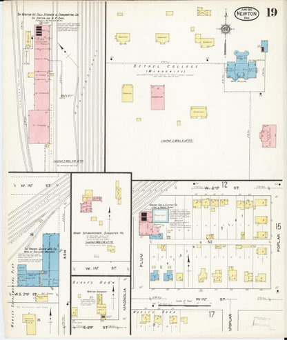 Sanborn Fire Insurance Map from Newton, Harvey County, Kansas (1915), Sheet #0019 - Complete Map Set gallery image, historic Sanborn map, vintage wall art, Kansas Kansas