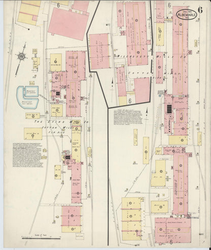 Sanborn Fire Insurance Map from Albemarle, Stanley County, North Carolina (1913), Sheet #0006 - Complete Map Set gallery image, historic Sanborn map, vintage wall art, North Carolina North Carolina