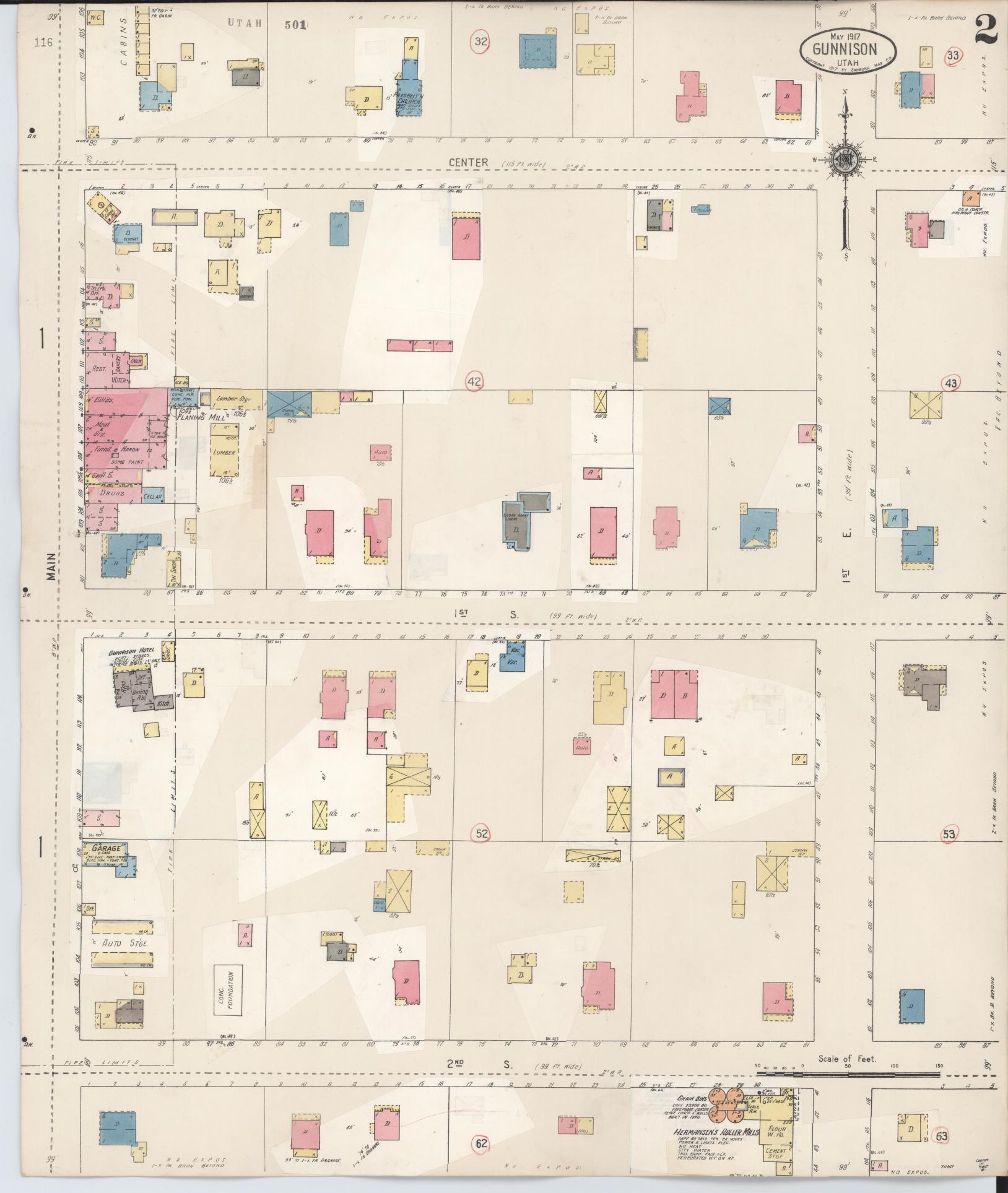 Sanborn Fire Insurance Map from Gunnison, Sanpette County, Utah (1931), Sheet #0002 - Historic Sanborn Fire Insurance Map Print, vintage old map wall art, antique decor, genealogy gift, Utah Utah map