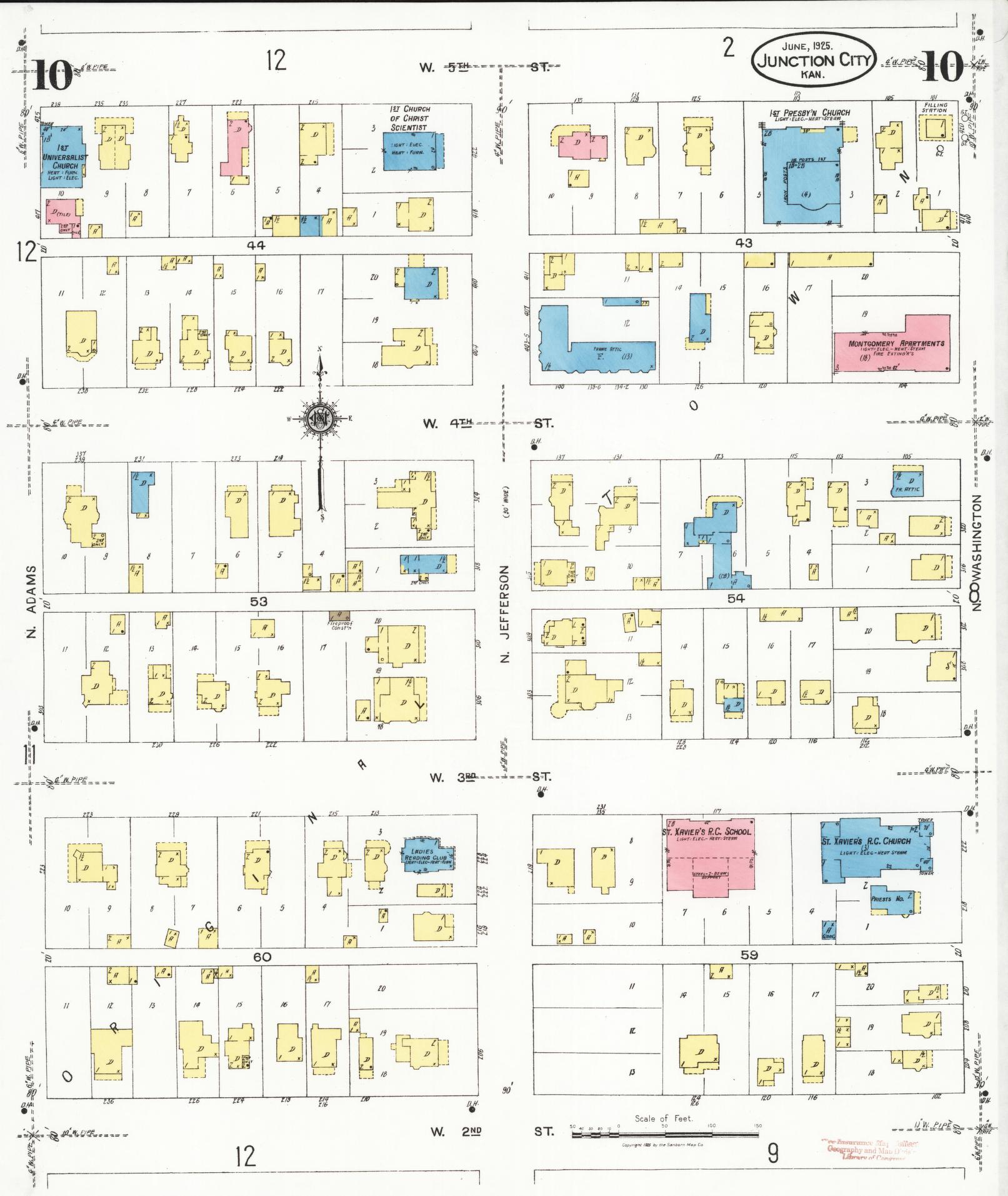 Sanborn Fire Insurance Map from Junction City, Geary County, Kansas (1925), Sheet #0010 - Complete Map Set gallery image, historic Sanborn map, vintage wall art, Kansas Kansas