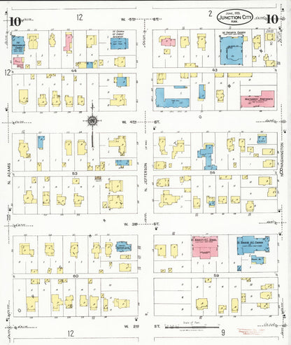 Sanborn Fire Insurance Map from Junction City, Geary County, Kansas (1925), Sheet #0010 - Complete Map Set gallery image, historic Sanborn map, vintage wall art, Kansas Kansas