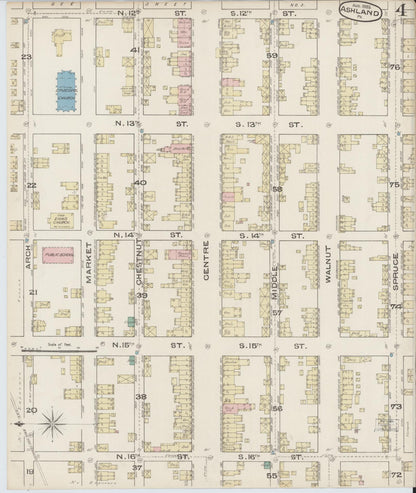 Sanborn Fire Insurance Map from Ashland, Schuylkill County, Pennsylvania (1885), Sheet #0004 - Complete Map Set gallery image, historic Sanborn map, vintage wall art, Pennsylvania Pennsylvania