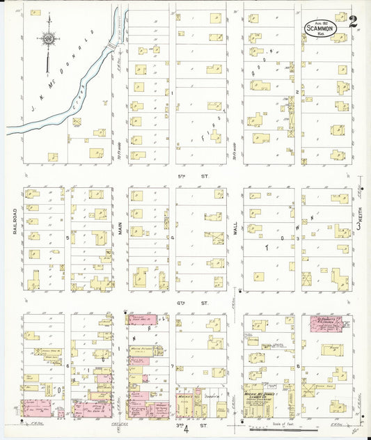 Sanborn Fire Insurance Map from Scammon, Cherokee County, Kansas (1912), Sheet #0002 - Historic Sanborn Fire Insurance Map Print, vintage old map wall art, antique decor, genealogy gift, Kansas Kansas map