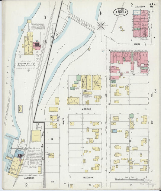 Sanborn Fire Insurance Map from Anoka, Anoka County, Minnesota (1898), Sheet #0002 - Historic Sanborn Fire Insurance Map Print, vintage old map wall art, antique decor, genealogy gift, Minnesota Minnesota map