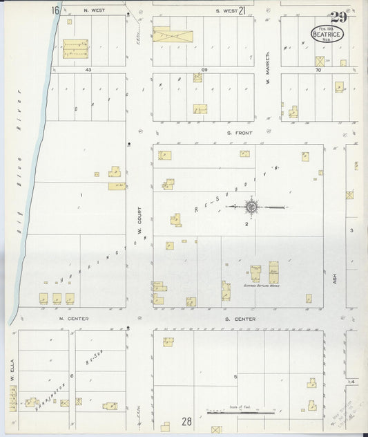 Sanborn Fire Insurance Map from Beatrice, Gage County, Nebraska (1913), Sheet #0029 - Historic Sanborn Fire Insurance Map Print, vintage old map wall art, antique decor, genealogy gift, Nebraska Nebraska map